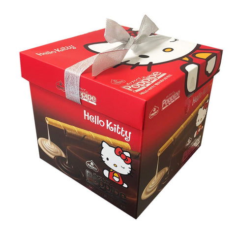 Triko Foods Poppine Chocolate and Milk Flavor Hello Kitty Wafer Sticks Snacks Gift Box (315 g) - 台湾盛香珍捲心酥礼盒牛奶口味