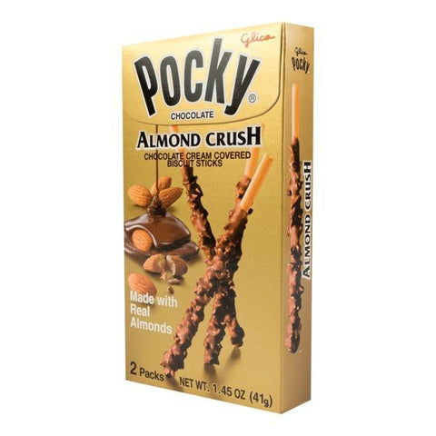 GLICO Pocky Almond Crush Chocolate Cream Covered Biscuit Sticks 1.45 Oz - CoCo Island Mart