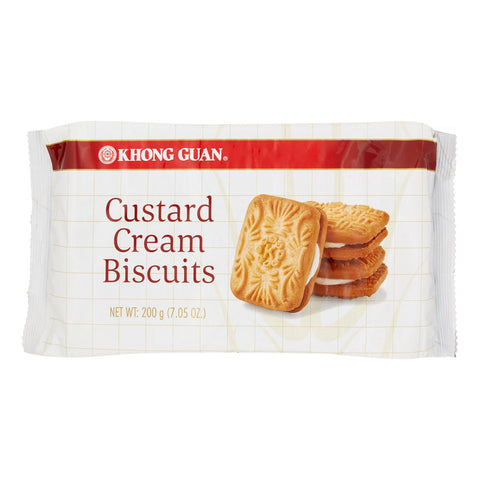 Khong Guan Custard Cream Crackers Biscuits Sandwich 7.05 Oz (200 g) - 卡士特夹心饼 - CoCo Island Mart