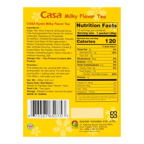 Casa Kyoto Instant Milky Flavor Tea 10 Bags 8.81 Oz (250 g)