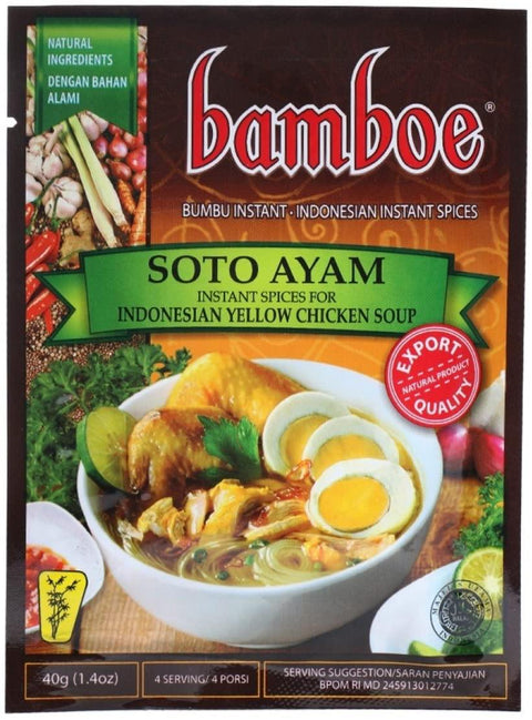 Bamboe Bumbu Soto Ayam Spices for Indonesian Turmeric Chicken Soup Mix 1.4 Oz (40 g) - CoCo Island Mart