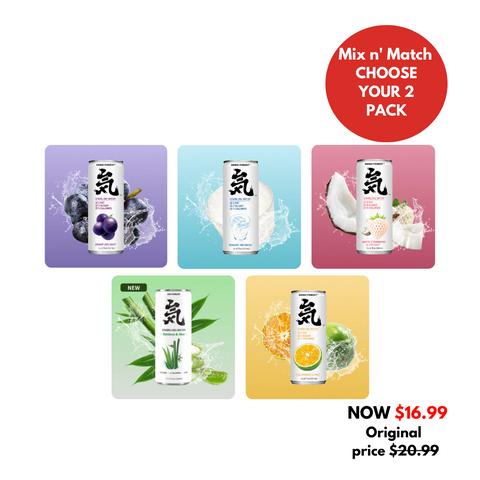 Genki Forest Sparkling Water Sakura & White Grape Flavor 6-PACK 6 X 11.15 FL Oz (330 mL)