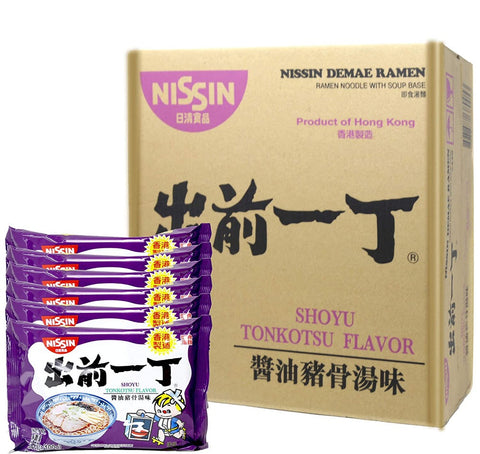 Nissin Demae Ramen Instant Noodles with Soup Base Shoyu Tonkotsu Flavor 3.5 Oz (100 g)