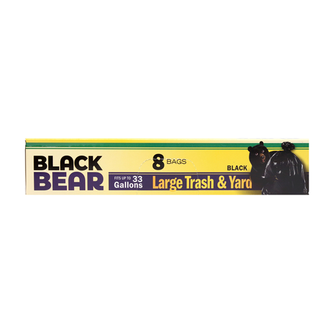 Black Bear Large Trash & Yard Black up to 33 gallons 8 Bags
