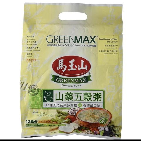 GreenMax Yam Multi Grains Cereal 马玉山药五谷粥 (12 Sachets X 35 g) 14.8 Oz (420 g)