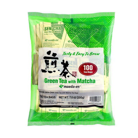 Maeda-en Green Tea with Matcha 100 Tea Bags 7.0 Oz (200 g)