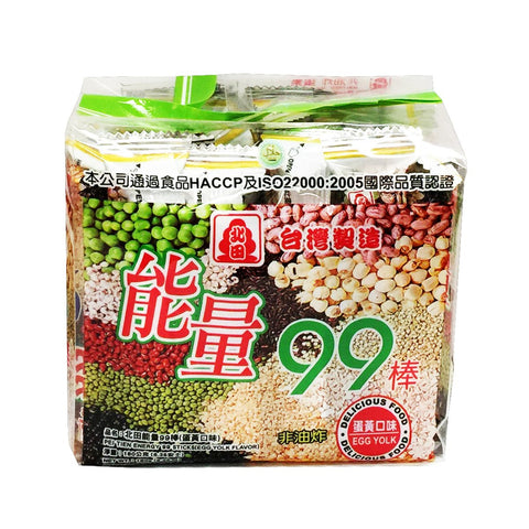 Pei Tien Energy 99 Sticks Rice Cake Rolls Egg Yolk Flavor 6.35 Oz (180 g) - 台湾北田 非油炸 能量99棒 蛋黄夹心味 180g