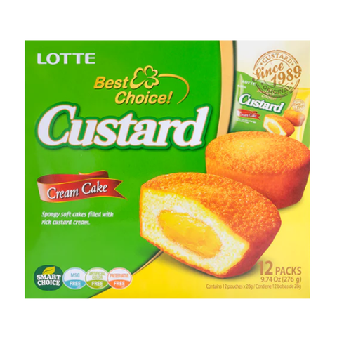 LOTTE Custard Cream Cake Flavor 11.85 Oz (336 g) - 12 PACKS