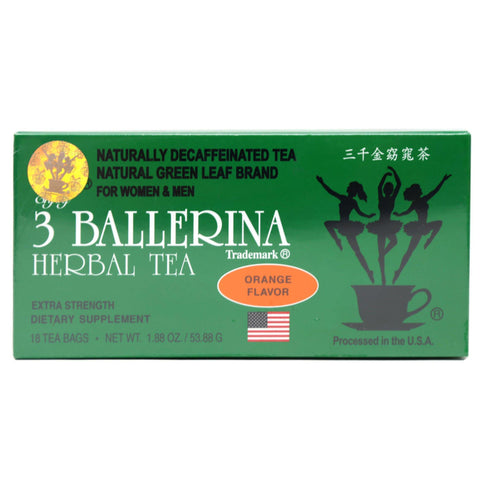 3 BALLERINA Herbal Tea Dieters Drink Extra Strength Orange Flavor 18 Tea Bags 1.88 Oz (53.88 g) - CoCo Island Mart