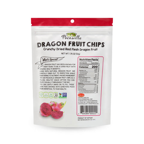 Pocasville Dragon Fruit Chips Red Flesh 1.76 Oz (50 g)