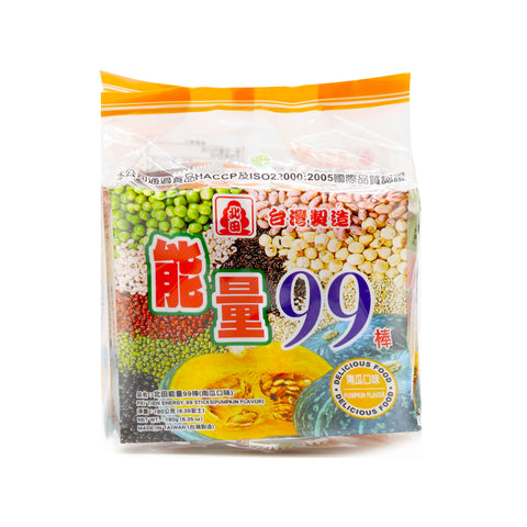 Pei Tien Energy 99 Sticks Rice Cake Rolls Pumpkin Flavor 6.35 Oz (180 g)