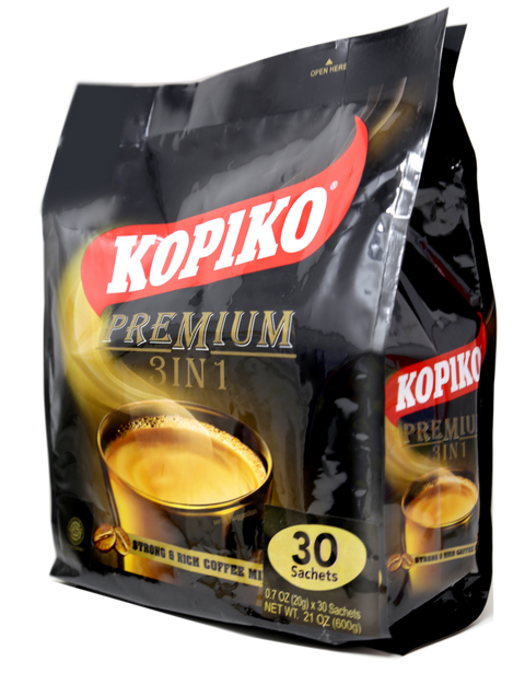 Kopiko Instant Premium 3 in 1 Coffee with Non Dairy Creamer and Sugar (30 Sachets X 0.7 Oz) 21 Oz (600 g)