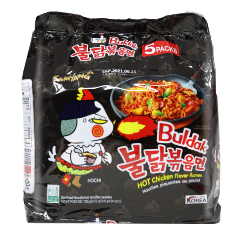 SAMYANG Buldak Hot Spicy Chicken Flavor Stir-Fried Ramen Noodles 5-PACK 24.7 Oz (700 g)