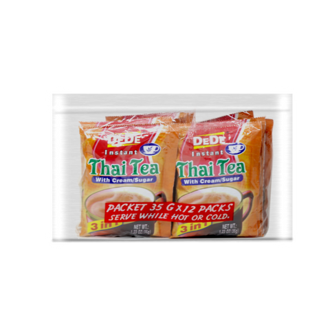 DeDe 3 in 1 Instant Thai Tea with Cream and Sugar 12-PACK 14.76 Oz (420 g)