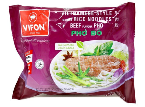 Vifon Vietnamese Style Instant Rice Noodles Beef Flavour Pho (Pho Bo) 2.1 Oz (60 g)