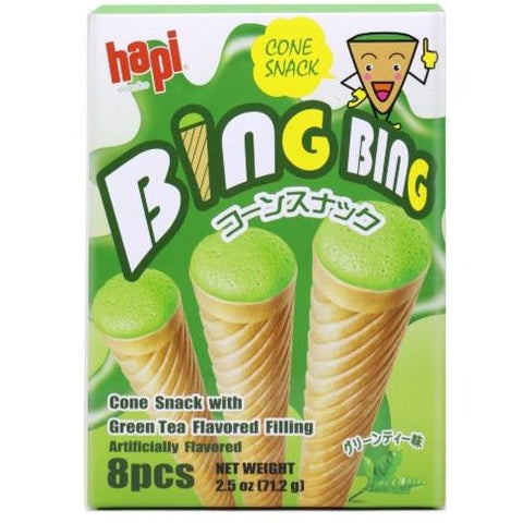 HaPi Bing Bing Cone Snack filled w/ Green Tea Flavor 2.5 Oz (71.2 g)