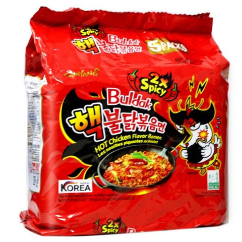 Samyang Buldak 2x Spicy Hot Chicken Flavor Instant Stir-Fried Ramen Noodles 5-PACK 24.7 Oz (700 g)