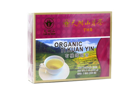 THS 100% Organic Ti Kuan Yin | Chinese Oolong Herbal Tea | Tie Guan Yin - 100 sachets 7 Oz (200 g) - 天湖山铁观音