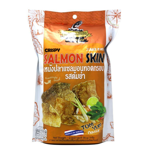 Nai Pramong Crispy Salmon Skin Tom Yum Flavor 35 g - 钓鱼先生 香脆三文鱼皮冬荫功味 35 g - CoCo Island Mart