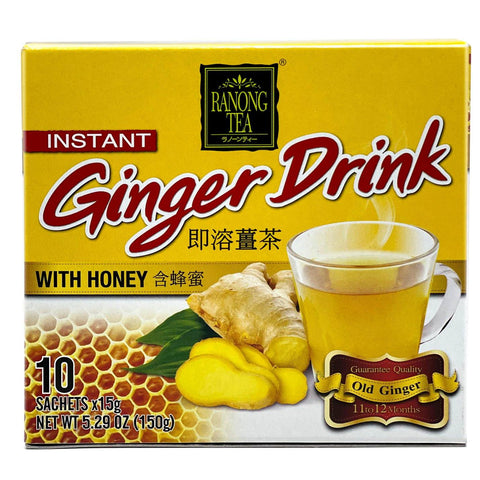 Ranong Tea Instant Honey Ginger Drink 10 Sachets 5.29 Oz (150 g) - 即溶姜茶 含蜂蜜 150 克 - CoCo Island Mart