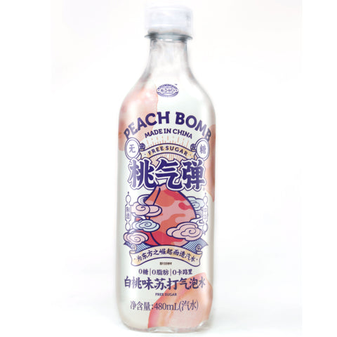 Ripe Fruit Peach Bomb Sugar-Free Sparkling Water White Peach Flavor 480 mL - 白桃味苏打气泡水 汽水 无糖
