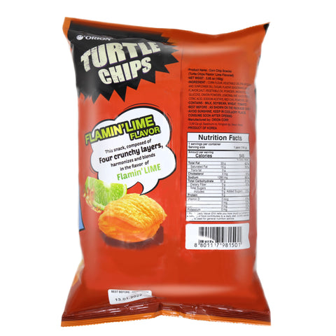 ORION Turtle Chips Flamin' Lime 5.64 Oz (160 g)