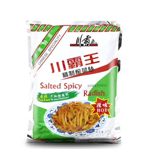 Spicy King Salted Spicy Shredded Radish Hot Flavor 14.1 Oz (400 g) - 川霸王 精制榨菜噝絲 辣味 400克
