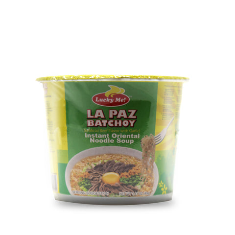 Lucky Me La Paz Batchoy Instant Oriental Noodle Soup Cup Artificial Beef Flavor W/ Garlic 1.41 Oz (40 g)