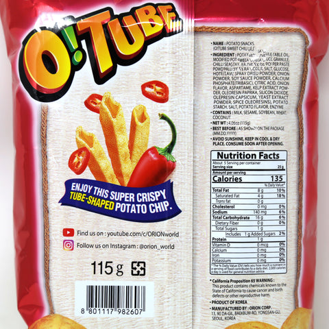 ORION O!Tube Sweet Chili Flavored Potato Snacks 4.06 Oz (115 g)
