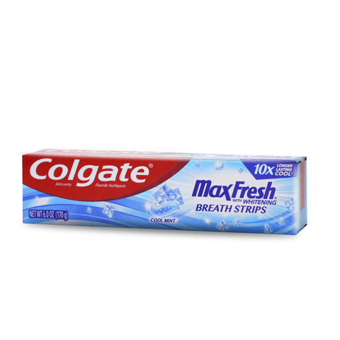 Colgate Max Fresh W/ Whitening Breath Strips Cool Mint Flavor Toothpaste 6 Oz (170 g)