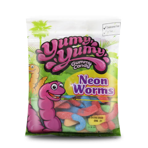 Yumy Yumy Gummy Candy Neon Worms 4.5 Oz (128 g)