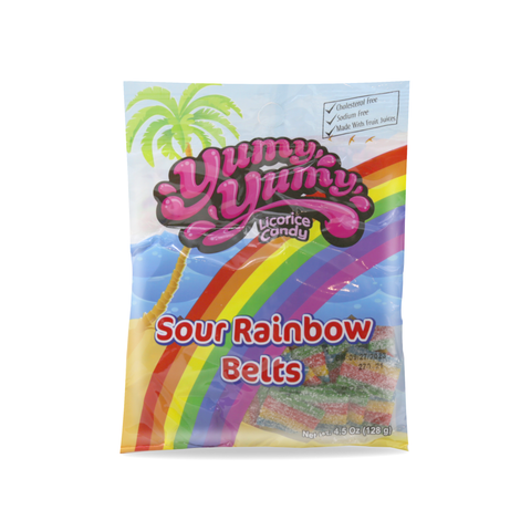 Yumy Yumy Gummy Candy Sour Rainbow Belts 4.5 Oz (128 g)