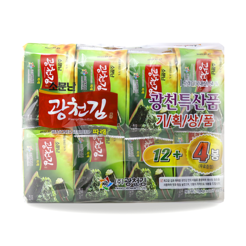 KC Seasoned Seaweed Laver 16 Packs 2.82 Oz (80 g)