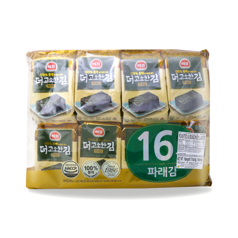 HAEPYO Roasted and Seasoned Green Seaweed Laver 16 Packs 80 g
