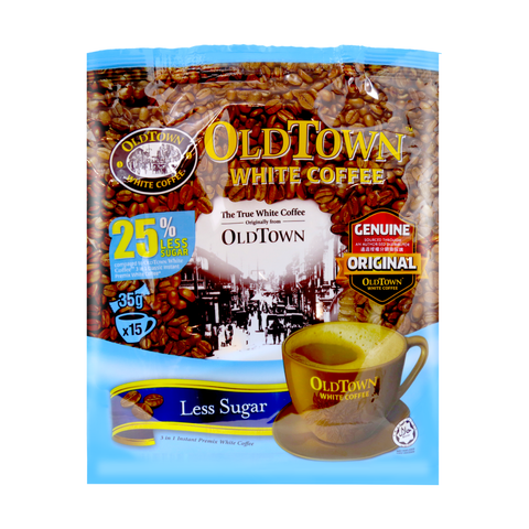 OLD TOWN 3 in 1 White Coffee 25% Less Sugar 18.5 Oz (525 g) (15 Sticks X 35 g)