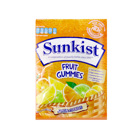 Sunkist Fruit Gummies Sour Citrus Flavor 3.5 Oz (100 g)