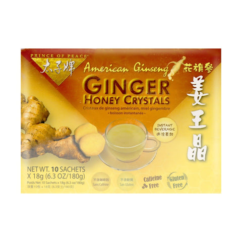 Prince of Peace American Ginseng ginger Honey Crystals Tea 10 Sachets 6.3 Oz (180 g)
