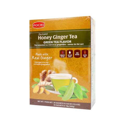 Pocas Instant Honey Ginger Tea Green Tea Flavor 20 Sachets 12.7 Oz (360 g)