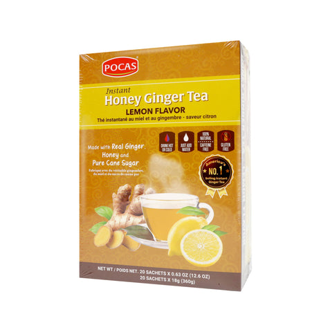 Pocas Instant Honey Ginger Tea Lemon Flavor 20 Sachets 12.6 Oz (360 g)