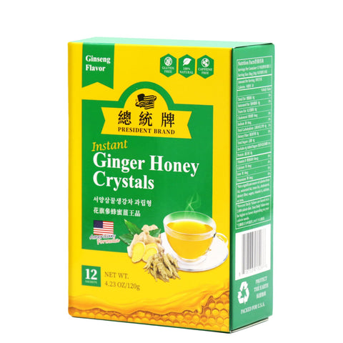 President Brand Instant Ginger Honey Crystal Ginseng Flavor, 12 sachets 4.23 Oz (120 g)