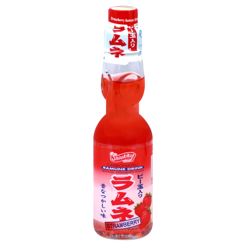 Shirakiku Carbonated Ramune Drink Strawberry Flavor 6.76 FL Oz (200 mL)