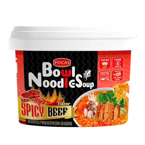 Pocas Bowl Noodle Soup Spicy Beef Flavor 3.17 Oz (90 g)