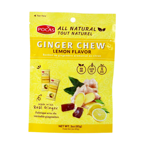 Pocas Ginger Chew Lemon Flavor 3 Oz (85 g)