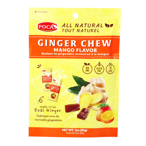 Pocas Ginger Chew Mango Flavor 3 Oz (85 g)