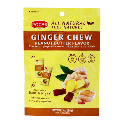 Pocas Ginger Chew Peanut Butter Flavor 3 Oz (85 g)