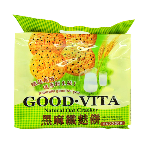 Silang Natural Oat Cracker W/ Black Sesame 20 Individual Bags 13.3 Oz (380 g) - 思朗 黑麻纤麸饼 380克