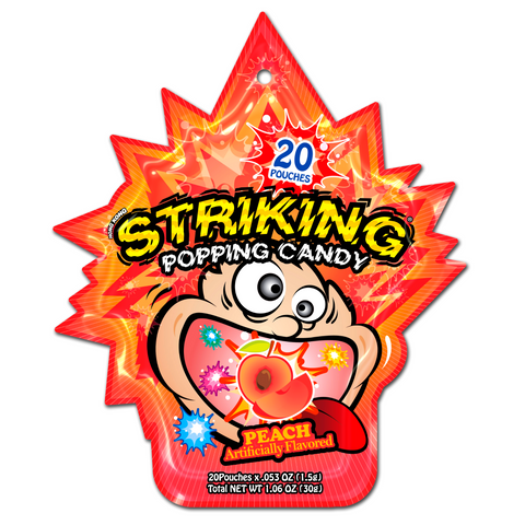 Hong Kong Striking Popping Candy Peach Flavor 20 Pouches 1.06 Oz (30 g)