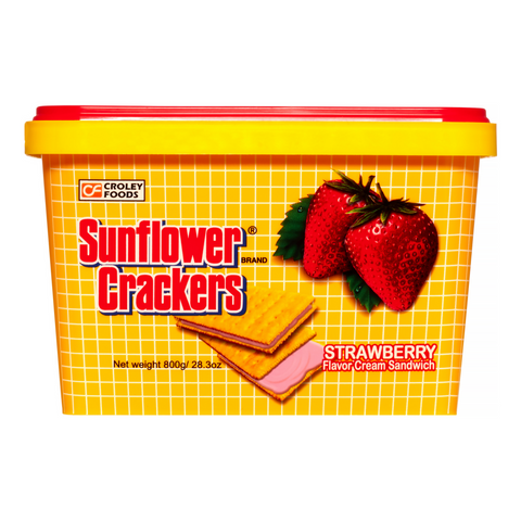 Croley Foods Sunflower Crackers Strawberry Flavor Cream Sandwich 28.3 Oz (800 g)