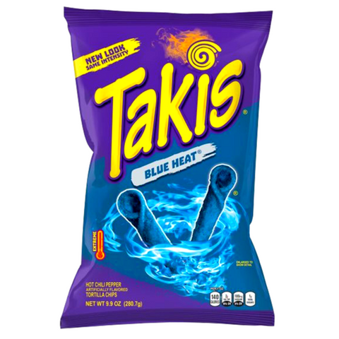 Takis Blue Heat Hot Chili Pepper Tortilla Chips Extreme Spicy 9.9 Oz (280.7 g)