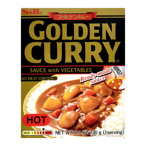 S&B Golden Curry Hot Ready-made Sauce With Vegetables 8.1 Oz (230 g)
